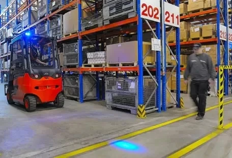 customizable XRLL 10-80V Safety Zone Blue Light Forklift Area Zone Warning Light manufacturer China