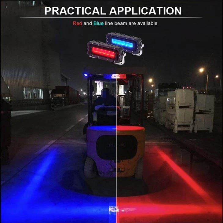 Customizable design 10-80V LED Forklift Red Blue Zone Side Mount Pedestrian Safety Warning Light factory in China